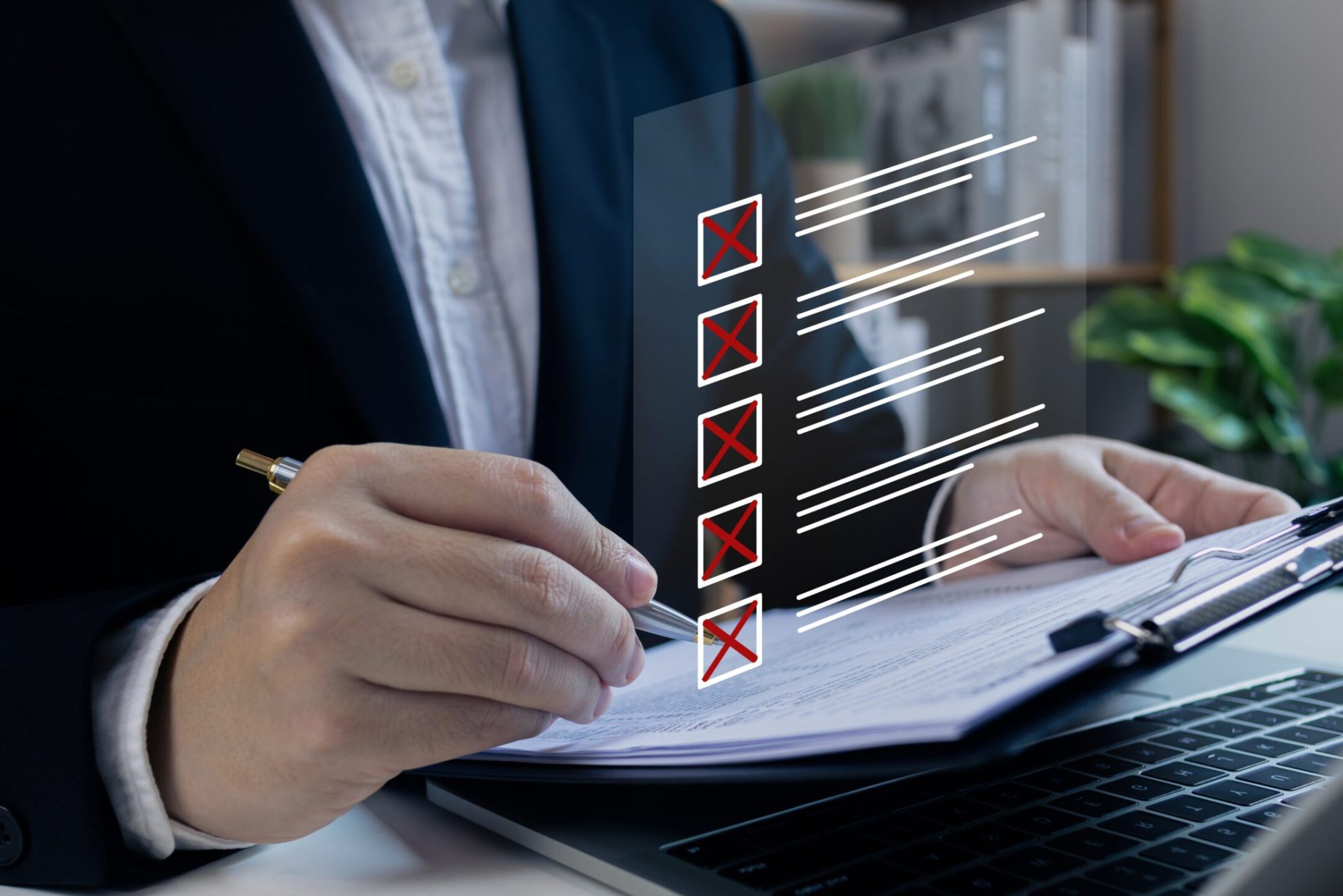 Businessman,Tick,X,Mark,To,Rejected,Document,Checklist,Icon.check,Problem